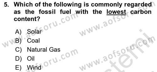 Energy Economics Dersi 2025 - 2026 Yılı (Vize) Ara Sınav Soruları 5. Soru
