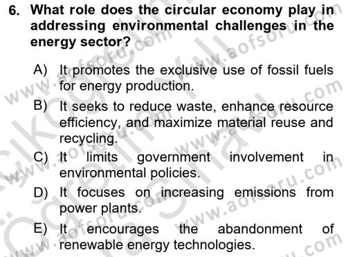 Energy Economics Dersi 2025 - 2026 Yılı (Vize) Ara Sınav Soruları 6. Soru