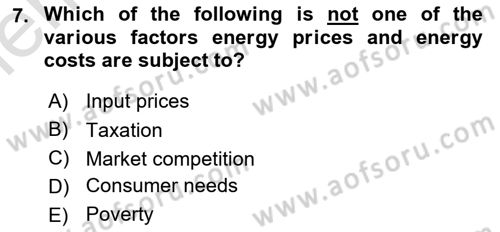 Energy Economics Dersi 2025 - 2026 Yılı (Vize) Ara Sınav Soruları 7. Soru