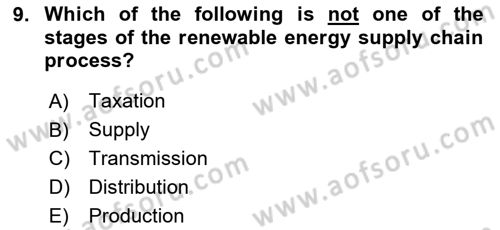 Energy Economics Dersi 2025 - 2026 Yılı (Vize) Ara Sınav Soruları 9. Soru