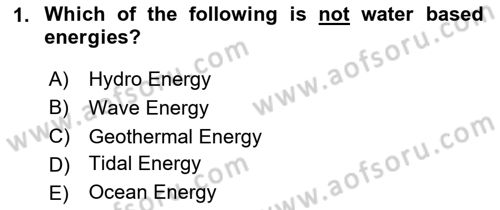 Energy Economics Dersi 2025 - 2026 Yılı (Final) Dönem Sonu Sınav Soruları 1. Soru