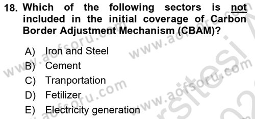 Energy Economics Dersi 2025 - 2026 Yılı (Final) Dönem Sonu Sınav Soruları 18. Soru