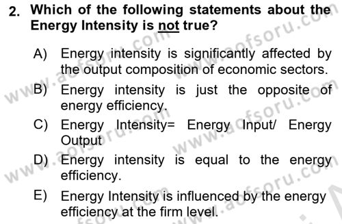 Energy Economics Dersi 2025 - 2026 Yılı (Final) Dönem Sonu Sınav Soruları 2. Soru