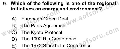 Energy Economics Dersi 2025 - 2026 Yılı (Final) Dönem Sonu Sınav Soruları 9. Soru