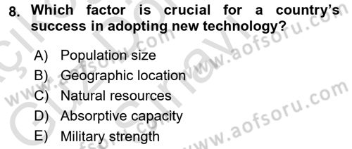 Economics Of Science Technology And İnnovation Dersi 2024 - 2025 Yılı (Final) Dönem Sonu Sınav Soruları 8. Soru