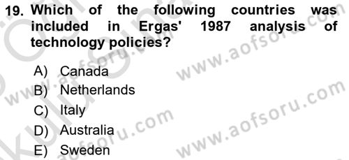 Economics Of Science Technology And İnnovation Dersi 2024 - 2025 Yılı Yaz Okulu Sınav Soruları 19. Soru