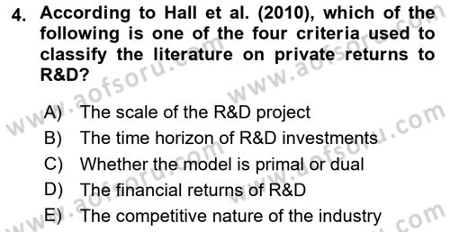 Economics Of Science Technology And İnnovation Dersi 2025 - 2026 Yılı (Vize) Ara Sınav Soruları 4. Soru