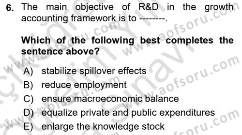 Economics Of Science Technology And İnnovation Dersi 2025 - 2026 Yılı (Vize) Ara Sınav Soruları 6. Soru
