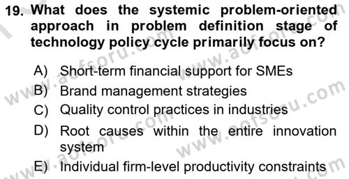 Economics Of Science Technology And İnnovation Dersi 2025 - 2026 Yılı (Final) Dönem Sonu Sınav Soruları 19. Soru