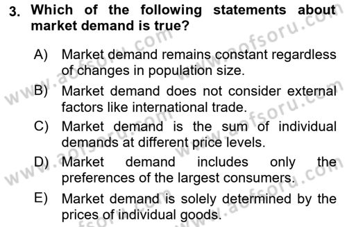 Agricultural Economics Dersi 2024 - 2025 Yılı (Vize) Ara Sınav Soruları 3. Soru