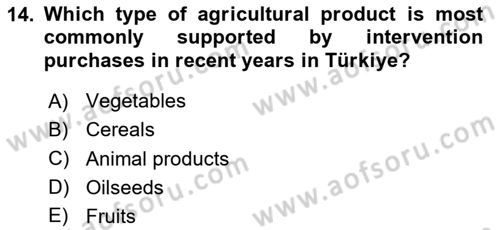 Agricultural Economics Dersi 2024 - 2025 Yılı (Final) Dönem Sonu Sınav Soruları 14. Soru