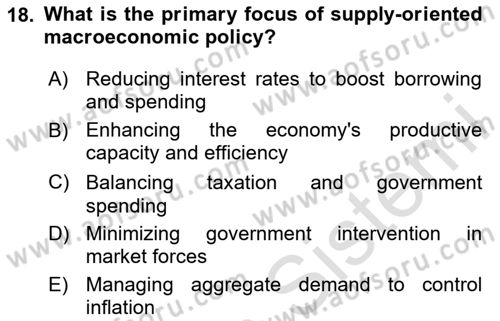 Agricultural Economics Dersi 2024 - 2025 Yılı (Final) Dönem Sonu Sınav Soruları 18. Soru