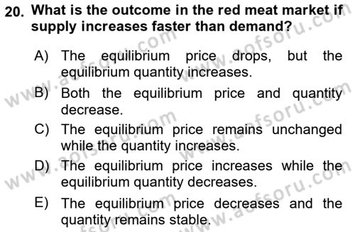 Agricultural Economics Dersi 2024 - 2025 Yılı (Final) Dönem Sonu Sınav Soruları 20. Soru