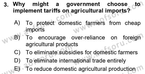 Agricultural Economics Dersi 2024 - 2025 Yılı (Final) Dönem Sonu Sınav Soruları 3. Soru