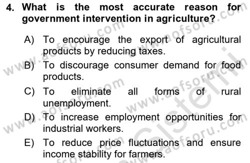 Agricultural Economics Dersi 2024 - 2025 Yılı (Final) Dönem Sonu Sınav Soruları 4. Soru