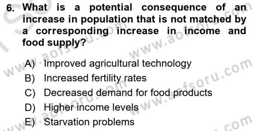 Agricultural Economics Dersi 2024 - 2025 Yılı (Final) Dönem Sonu Sınav Soruları 6. Soru