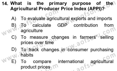 Agricultural Economics Dersi 2024 - 2025 Yılı Yaz Okulu Sınav Soruları 14. Soru