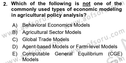 Agricultural Economics Dersi 2024 - 2025 Yılı Yaz Okulu Sınav Soruları 2. Soru