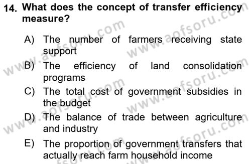 Agricultural Economics Dersi 2025 - 2026 Yılı (Final) Dönem Sonu Sınav Soruları 14. Soru