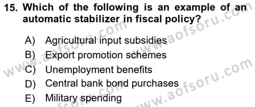 Agricultural Economics Dersi 2025 - 2026 Yılı (Final) Dönem Sonu Sınav Soruları 15. Soru