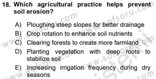 Agricultural Economics Dersi 2025 - 2026 Yılı (Final) Dönem Sonu Sınav Soruları 18. Soru