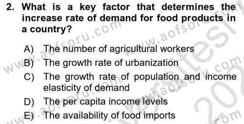 Agricultural Economics Dersi 2025 - 2026 Yılı (Final) Dönem Sonu Sınav Soruları 2. Soru