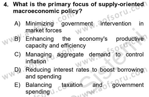 Agricultural Economics Dersi 2025 - 2026 Yılı (Final) Dönem Sonu Sınav Soruları 4. Soru