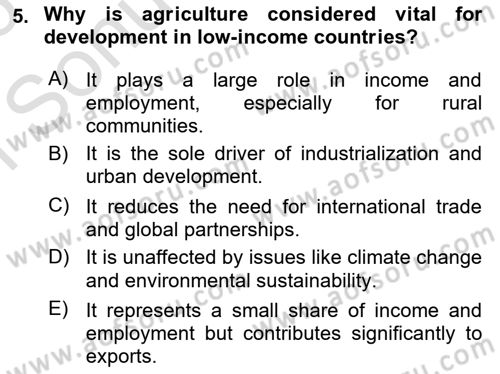 Agricultural Economics Dersi 2025 - 2026 Yılı (Final) Dönem Sonu Sınav Soruları 5. Soru