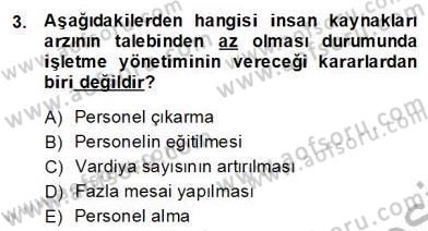 Örgütlerde İnsan Kaynakları Yönetimi Dersi 2013 - 2014 Yılı (Final) Dönem Sonu Sınav Soruları 3. Soru