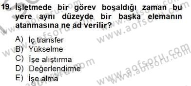 Örgütlerde İnsan Kaynakları Yönetimi Dersi 2014 - 2015 Yılı (Vize) Ara Sınav Soruları 19. Soru