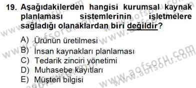 Örgütlerde İnsan Kaynakları Yönetimi Dersi 2014 - 2015 Yılı (Final) Dönem Sonu Sınav Soruları 19. Soru
