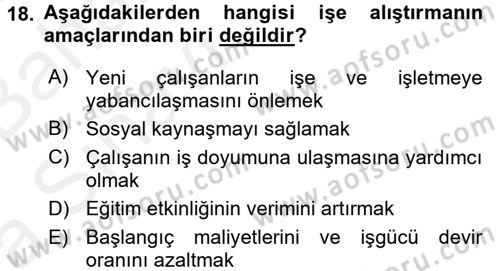 Örgütlerde İnsan Kaynakları Yönetimi Dersi 2015 - 2016 Yılı (Vize) Ara Sınav Soruları 18. Soru
