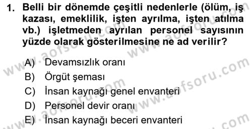 Örgütlerde İnsan Kaynakları Yönetimi Dersi 2015 - 2016 Yılı (Final) Dönem Sonu Sınav Soruları 1. Soru