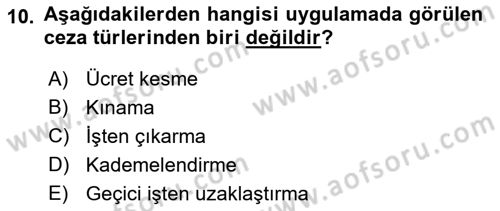 Örgütlerde İnsan Kaynakları Yönetimi Dersi 2015 - 2016 Yılı (Final) Dönem Sonu Sınav Soruları 10. Soru