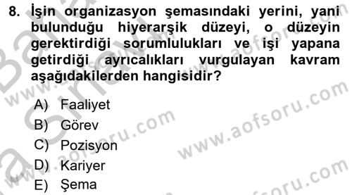 Örgütlerde İnsan Kaynakları Yönetimi Dersi 2016 - 2017 Yılı (Vize) Ara Sınav Soruları 8. Soru