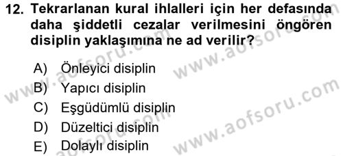 Örgütlerde İnsan Kaynakları Yönetimi Dersi 2016 - 2017 Yılı (Final) Dönem Sonu Sınav Soruları 12. Soru