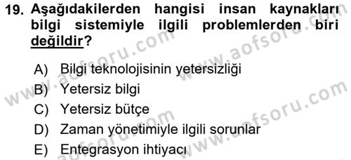 Örgütlerde İnsan Kaynakları Yönetimi Dersi 2016 - 2017 Yılı (Final) Dönem Sonu Sınav Soruları 19. Soru