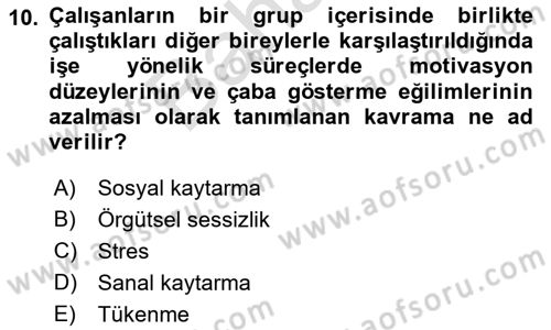 İnsan Kaynaklarında Güncel Yaklaşımlar Dersi 2021 - 2022 Yılı (Final) Dönem Sonu Sınav Soruları 10. Soru
