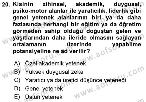 İnsan Kaynaklarında Güncel Yaklaşımlar Dersi 2021 - 2022 Yılı (Final) Dönem Sonu Sınav Soruları 20. Soru