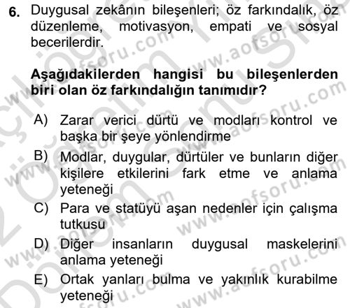 İnsan Kaynaklarında Güncel Yaklaşımlar Dersi 2021 - 2022 Yılı (Final) Dönem Sonu Sınav Soruları 6. Soru