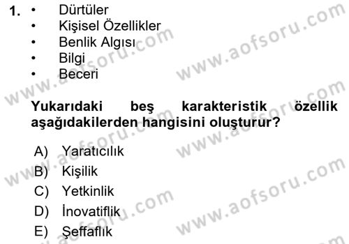 İnsan Kaynaklarında Güncel Yaklaşımlar Dersi 2023 - 2024 Yılı (Final) Dönem Sonu Sınav Soruları 1. Soru