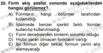 Belge Yönetimi ve Ofis Uygulamaları Dersi 2012 - 2013 Yılı (Final) Dönem Sonu Sınav Soruları 20. Soru