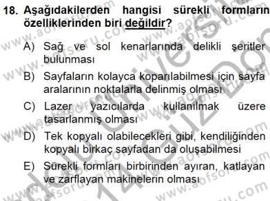 Belge Yönetimi ve Ofis Uygulamaları Dersi 2013 - 2014 Yılı (Final) Dönem Sonu Sınav Soruları 18. Soru