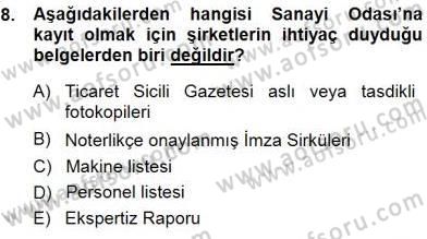 Belge Yönetimi ve Ofis Uygulamaları Dersi 2013 - 2014 Yılı (Final) Dönem Sonu Sınav Soruları 8. Soru