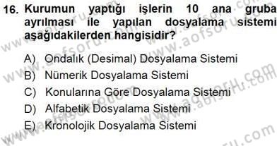 Belge Yönetimi ve Ofis Uygulamaları Dersi 2014 - 2015 Yılı (Final) Dönem Sonu Sınavı 16. Soru