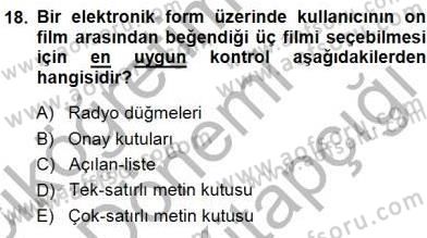 Belge Yönetimi ve Ofis Uygulamaları Dersi 2014 - 2015 Yılı (Final) Dönem Sonu Sınavı 18. Soru