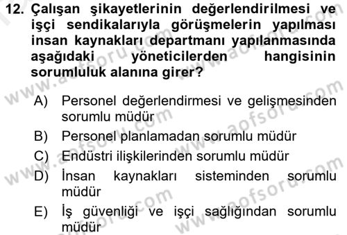 Belge Yönetimi ve Ofis Uygulamaları Dersi 2017 - 2018 Yılı (Final) Dönem Sonu Sınavı 12. Soru