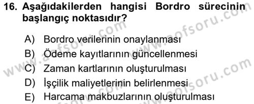 Belge Yönetimi ve Ofis Uygulamaları Dersi 2017 - 2018 Yılı (Final) Dönem Sonu Sınavı 16. Soru