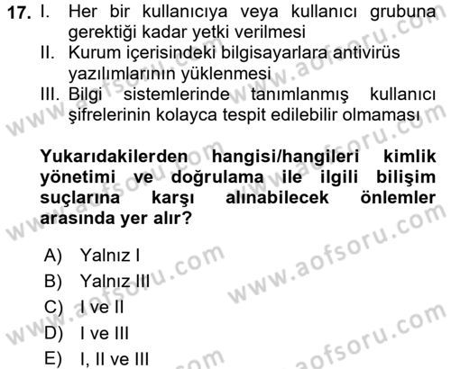 Belge Yönetimi ve Ofis Uygulamaları Dersi 2017 - 2018 Yılı (Final) Dönem Sonu Sınavı 17. Soru