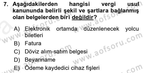 Belge Yönetimi ve Ofis Uygulamaları Dersi 2018 - 2019 Yılı (Vize) Ara Sınav Soruları 7. Soru
